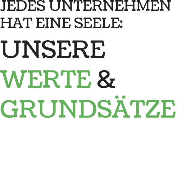 Unternehmenswerte der Firma Rumpellotte mit Sitz in Oberhausen